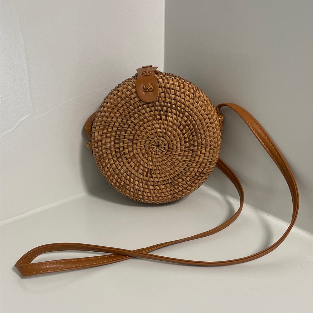 Summer & Rose Woven Brown Crossbody Bag